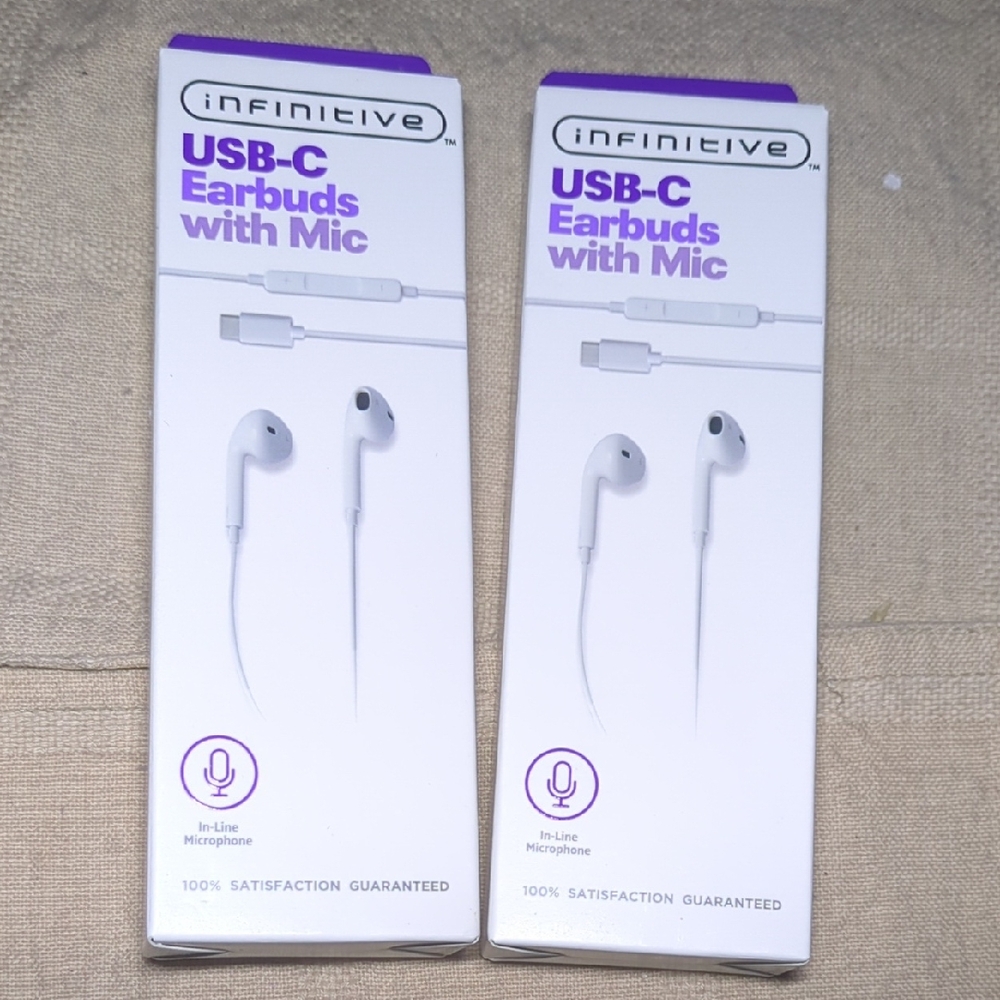 Infinitive USB-C Earbuds with Mic - Purple Accents